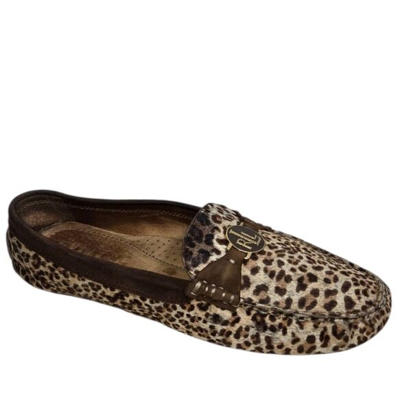 Ralph Lauren Carley Calf Animal Print Brown Loafers - Picture 1 of 9